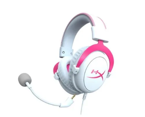 Headset Gamer HyperX Cloud II, Som Surround 7.1, Drivers 53mm, USB e P3, White / Pink - 4P5E0AA