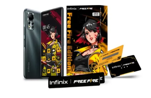 Smartphone Infinix Free Fire Limited Edition, 128GB, 6GB RAM, Câmera Tripla até 50 MP, Bateria de 50