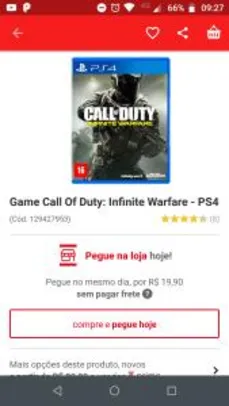 [Pegar na Loja] Game Call Of Duty: Infinite Warfare - PS4