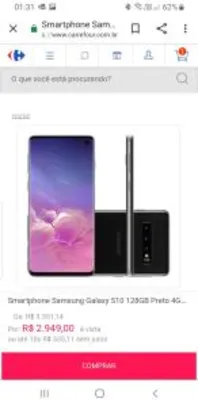 Smartphone Samsung Galaxy S10 128GB  - R$2.949