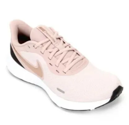 Nike Revolution 5 Feminino - Rosa e Dourado - R$169,99