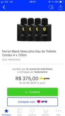 Kit com 4 perfumes Ferrari Black (125ml) - R$375