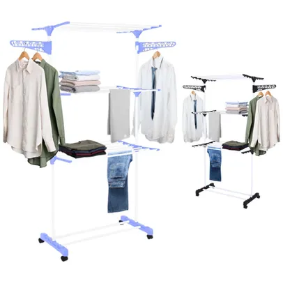 [Cashback Pelando R$66,40] Varal De Chão Roupas Grande Vertical 3 Andares Dobrável Secar Roupas