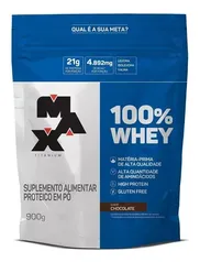 Suplemento em pó Max Titanium  100% Whey proteínas 100% Whey sabor  chocolate em sachê de 900g