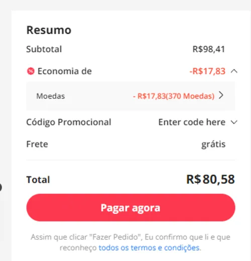 Imagem na descrição da promoção