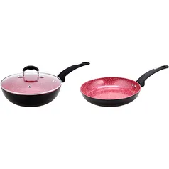 Frigideira 24 cm + Frigideira Wok 24 cm com Tampa Preta Power Taste - La Cuisine