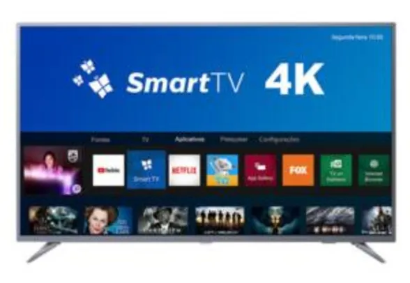 Smart TV LED 50" Philips 50PUG6513/78 UHD 4K 3 HDMI 2 USB Prata com Conversor Digital | R$1619