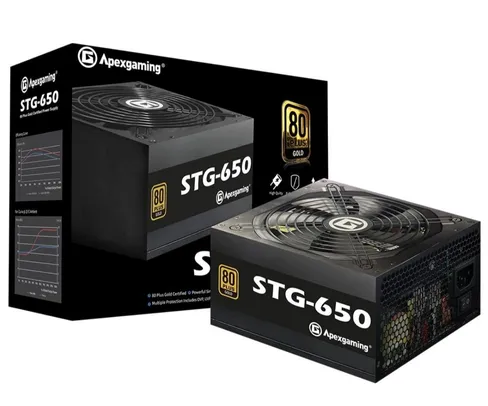 Fonte Apexgaming Power Supply, 650W, 80 Plus Gold - STG-650