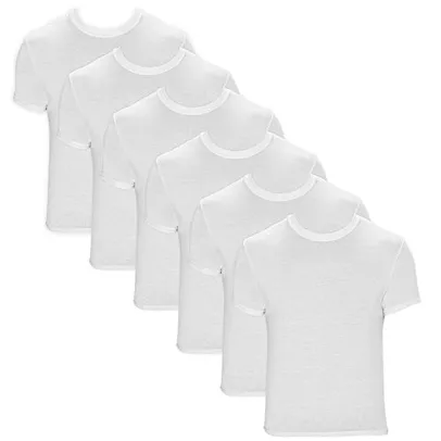 Kit 6 Camisetas Underwear, Hanes, Masculino, Branco