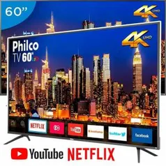 Smart TV LED 60" Philco PTV60F90DSWNS Ultra HD 4K com Conversor Digital 3 HDMI 2 USB Wi-Fi Som Surround 60Hz Prata | R$2449