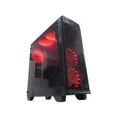 Gabinete Gamer PcFort H8 Vermelho Com 5 Fans Inclusos (Full Tower) | R$ 254,00