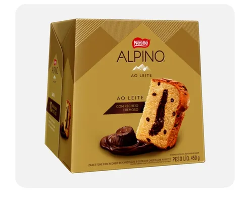 (AME SC 12,2 ) Panettone ALPINO com Gotas e Recheio Chocolate 450g