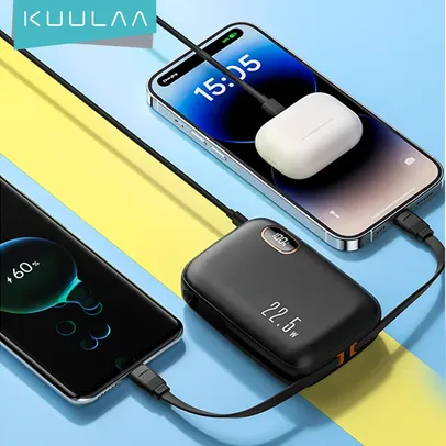 [Moedas] Power Bank Kuula, Cabo Embutido 10000mAh