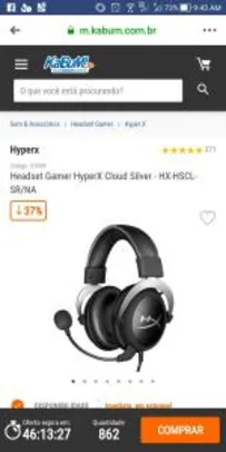 Headset Gamer HyperX Cloud Silver - HX-HSCL-SR/NA - R$280