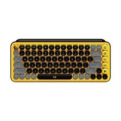 Teclado Mecânico sem fio Logitech POP Keys com teclas Emoji Personalizáveis, Design Compacto Durável, Conexão USB ou Bluetooth - Amarelo Blast