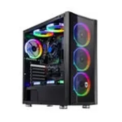 Gabinete gamer Sate 8 coolers Fans RGB Preto Lateral em Acrílico K381 | R$439