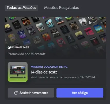 Game Pass GRÁTIS: 14 Dias de PC Game Pass no Discord