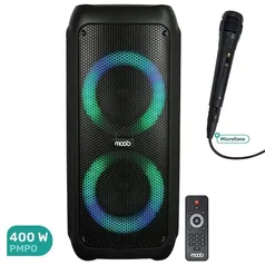 Caixa de Som Amplificada Moob Urban 400W com Bluetooth TWS, Microfone, USB e Rádio FM