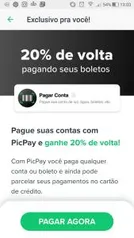 [Usuários Selecionados] 20% de volta pagando seus boletos no PicPay