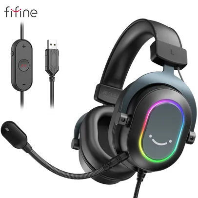 [TAXA INCLUSA] Headset Fifine Fone de Ouvido RGB Dinâmico para Jogos, Headphone com Microfone