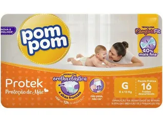 (Leve 3 pague 2) Fralda Pompom protek Proteção de mãe G - 16 und R$9