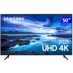 Smart TV Samsung 50" UHD 4K 50AU7700 Processador Crystal 4K Tela sem limites Visual Livre de Cabos A