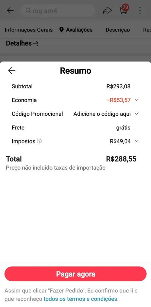 Imagem na descrição da promoção