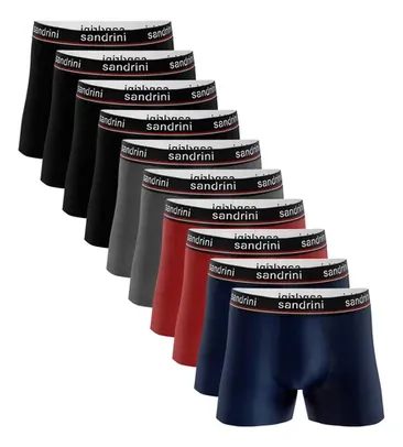 Kit 10 Cueca Boxer 100% Algodão Box Atacado Masculina Preta 