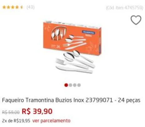 Faqueiro Tramontina Búzios - 24 peças | R$40