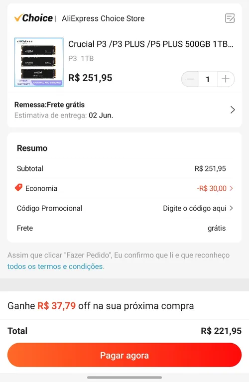 Imagem na descrição da promoção