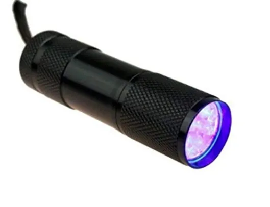 Lanterna 9 Leds UV Luz Negra Ultra Violeta de Aluminio Preto.