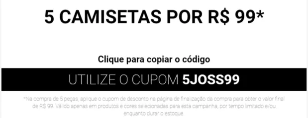 [APP] 5 camisetas Joss por 99R$