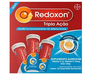 [Rec] Redoxon Tripla Ação com Vitamina C, Vitamina D e Zinco, 30 comprimidos Efervescentes sabor Laranja.