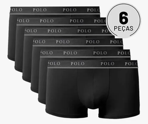 Kit com 6 Cuecas Boxer Urban Cinza - Polo Match P