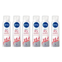 (R$7,39 cada) Desodorante Nivea Aerosol Fem Dry Comfort Kit 6 Un