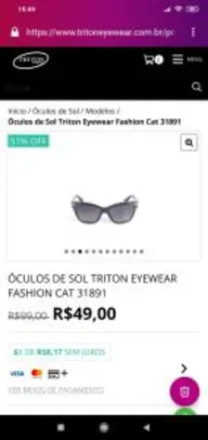 Óculos de Sol Triton Eyewear Fashion Cat 31891 | R$49