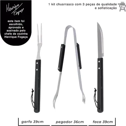 [ PRIME ] Jogo Para Churrasco com 3 Peças Linha Fogaça - Tuut