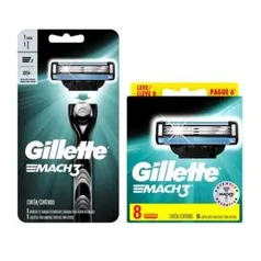 [Clube da Lu+Cupom]Aparelho de barbear Gillette Mach 3 + 24 cargas | R$106