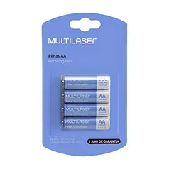 [PRIME]Pilhas Recarregáveis AA Multilaser 2500Mah Com 4 Unidades - CB052, Multicor