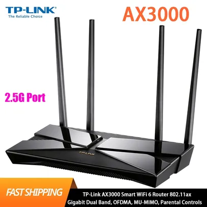 [TAXA INCLUSA] TP-LINK-AX3000 Roteador WiFi, 2,5 Gigabit, Dual Band Mesh, OFDMA, MU-Mimo, WPA3