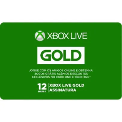 Gift Card Digital Xbox Live 12 Meses R$150