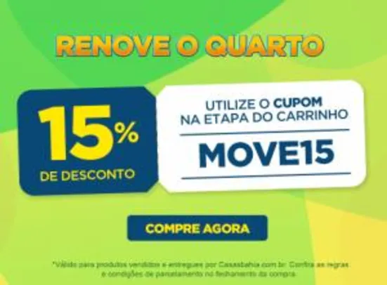 15% OFF em móveis selecionados nas Casas Bahia