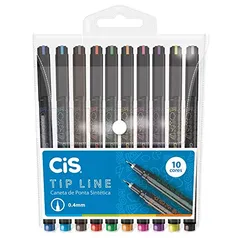 Caneta Extrafina 0.4mm Ponta Sintética CIS Tip Line, Estojo com 10 unidades sortidas