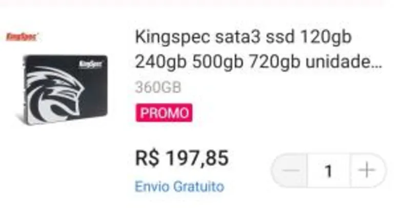 SSD 360gb KingSpec SATAIII | R$192,32