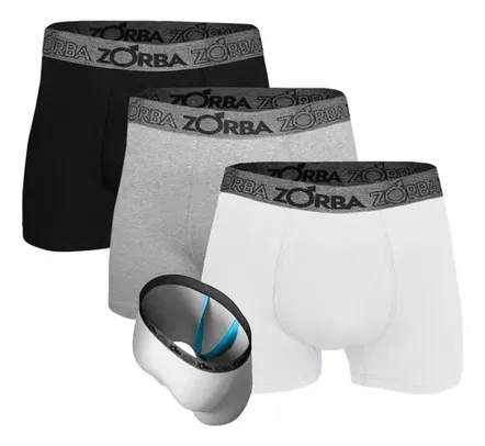 Kit 3 Cuecas Zorba Boxer Com Suporte Anatômico 667