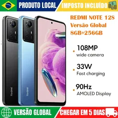 Xiaomi Redmi Note 12S 8GB 256GB Helio G96 (302k no antutu), Câmera tripla 108mpx, Tela 6,43" Amoled FHD+, Bateria 5.000mAh 33W