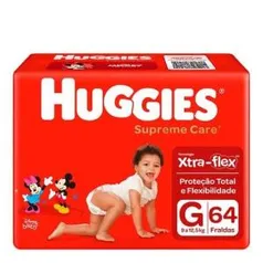 Kit 2 Fralda Huggies Supreme Care G 64 Unidades | R$69