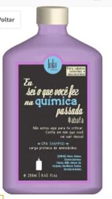 Lola Cosmetics, Shampoo Eu Sei O Que Vc Fez Na Quimica Passada, 250 ml