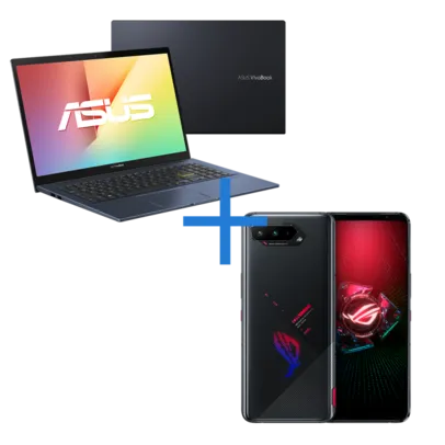 Notebook ASUS VivoBook X513EA-EJ3010 Preto + Smartphone ASUS ROG Phone 5 8GB/ 128GB Preto