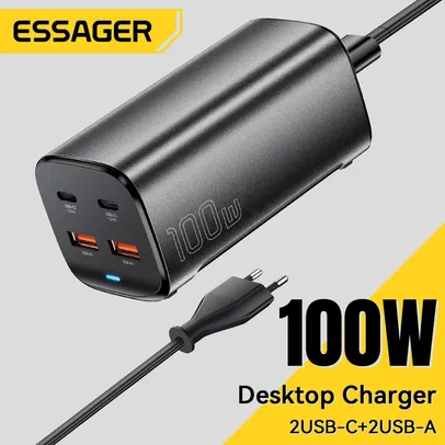 [Com Taxa] Carregador de mesa Essager GaN 100W 2C2A